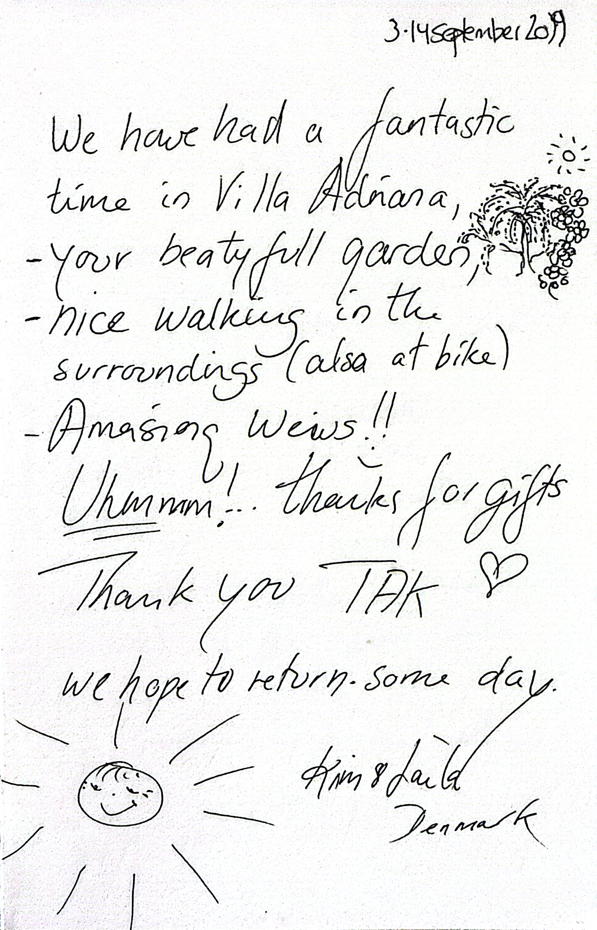 Adriana Villa guest book page