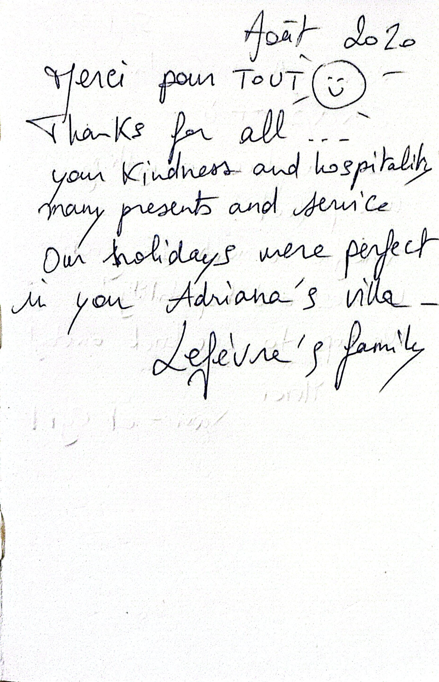 Adriana Villa guest book page