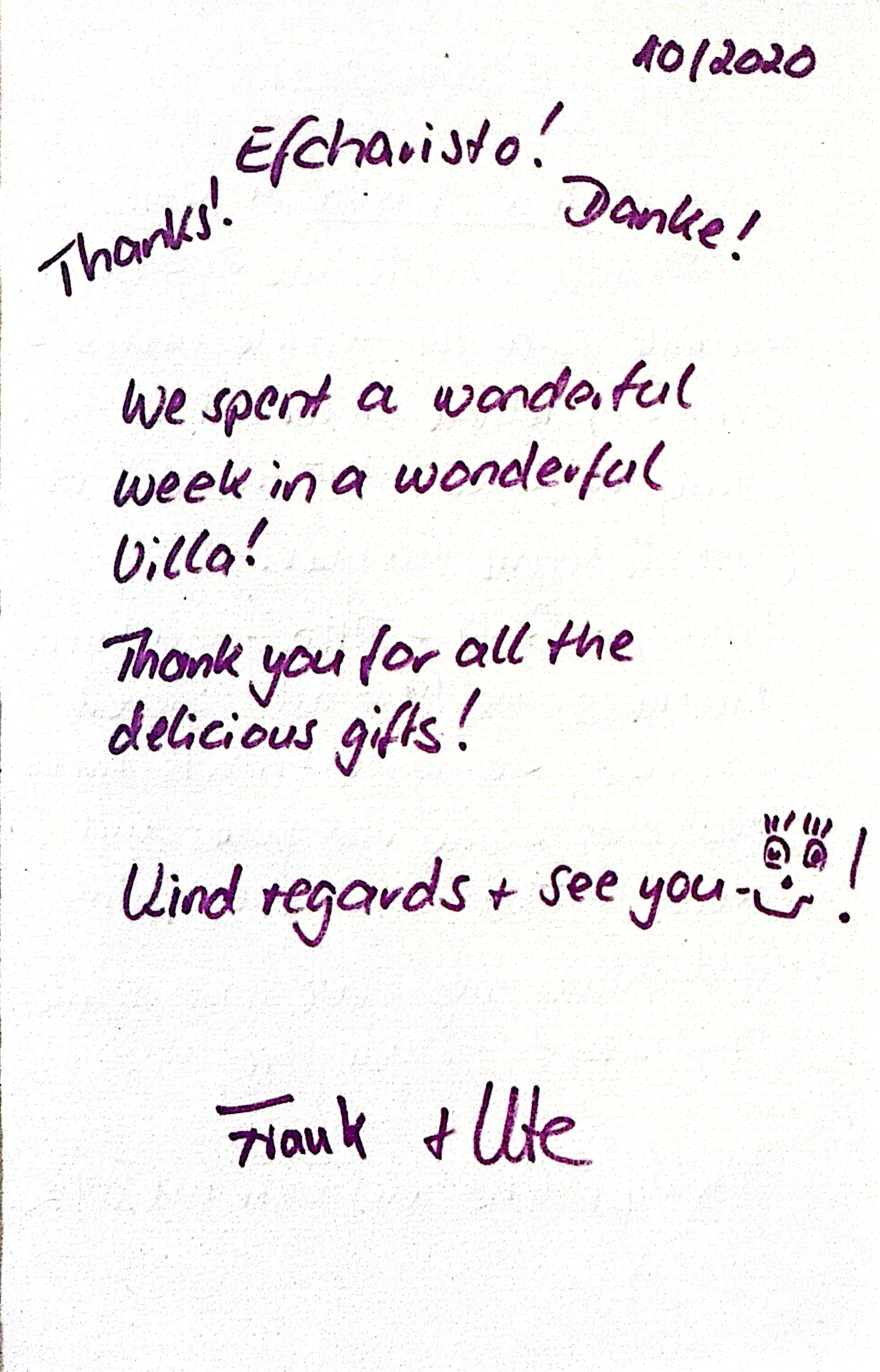 Adriana Villa guest book page