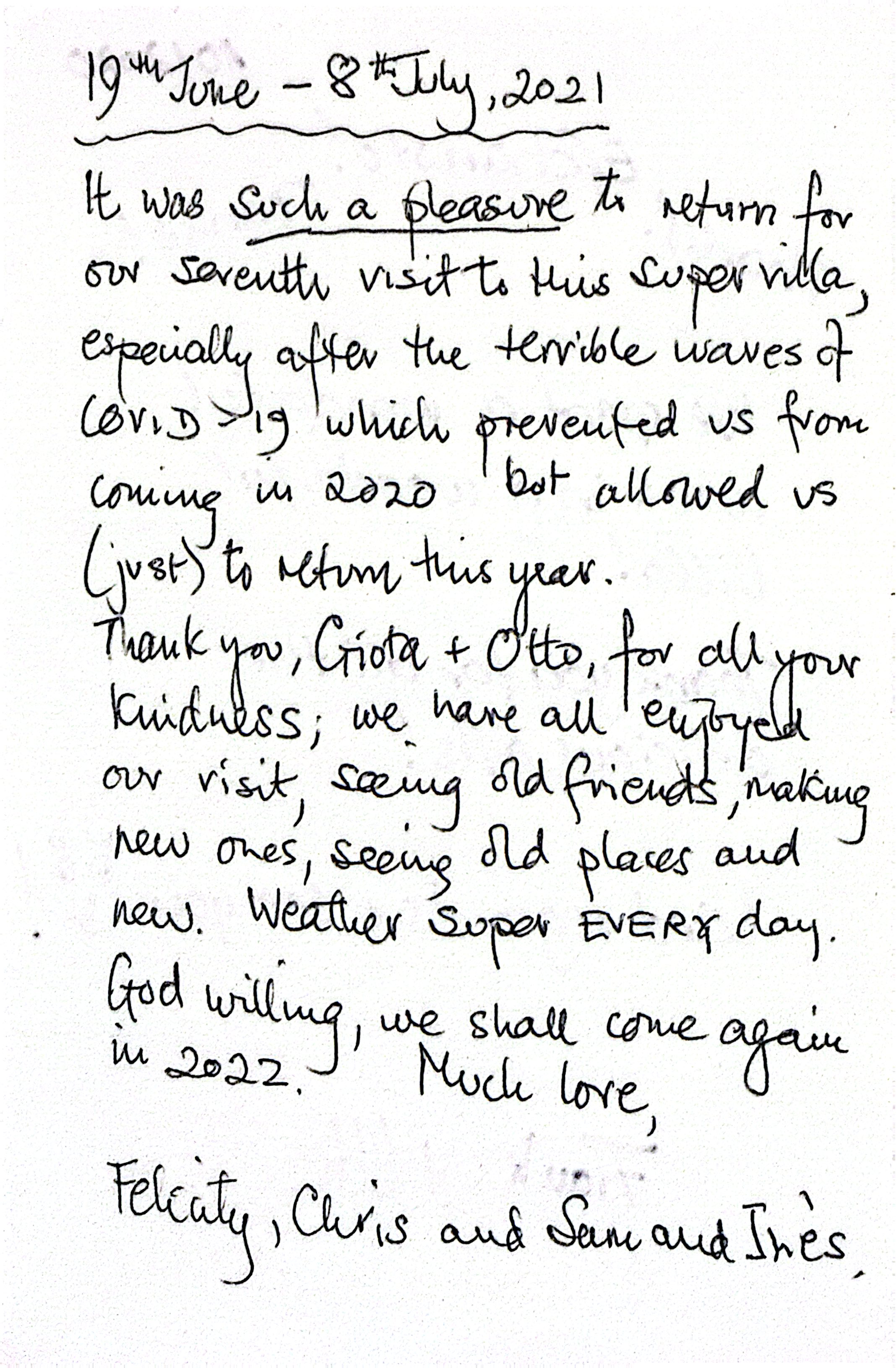 Adriana Villa guest book page